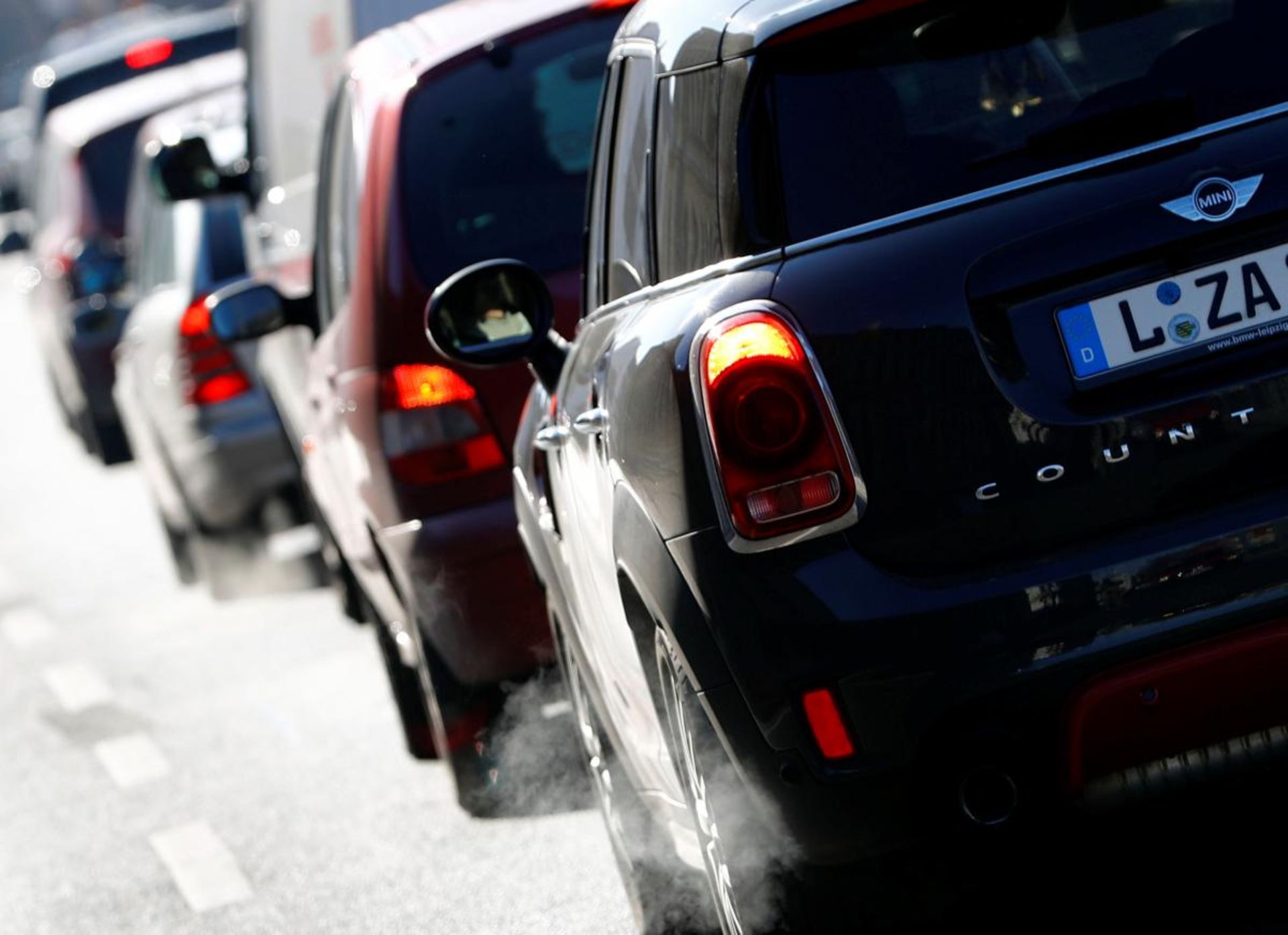 Cars are pictured near Germany's federal administrative court in Leipzig