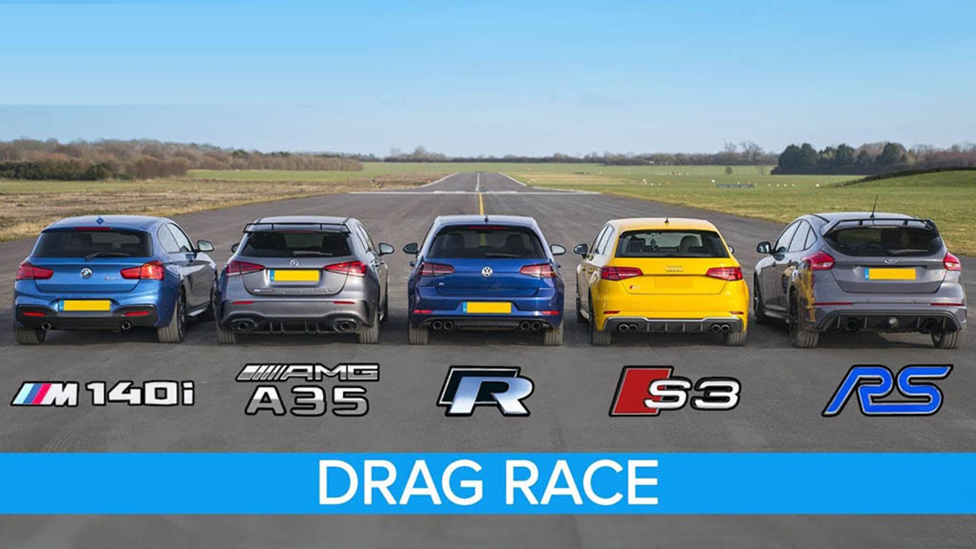 Focus RS vs AMG A35, BMW M140i, Golf R , Audi S3
