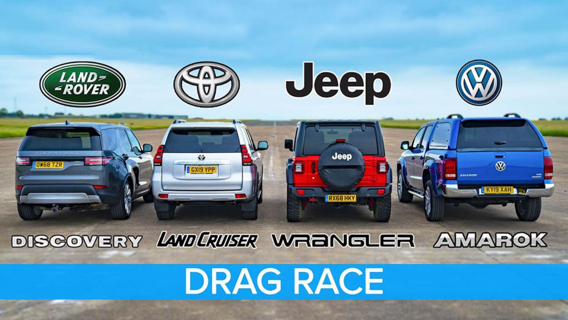 Wrangler Drag Race Land Cruiser, Amarok And Discovery