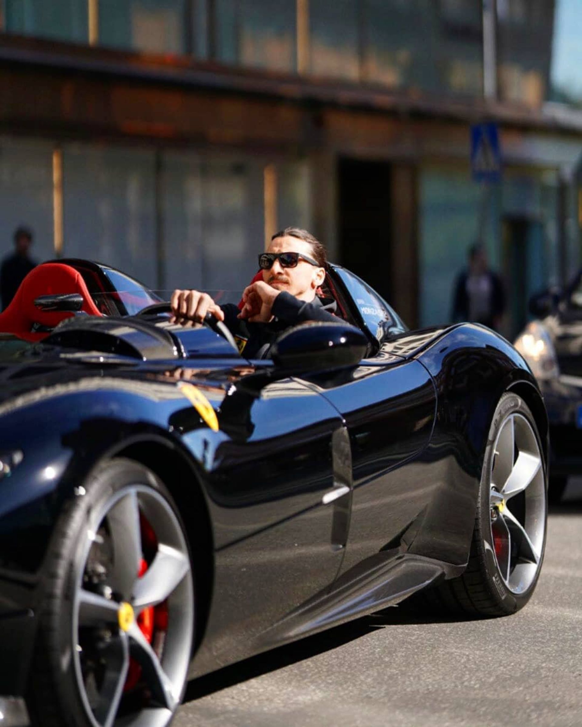 Zlatan Ibrahimovic driving his Ferrari Monza SP2 1