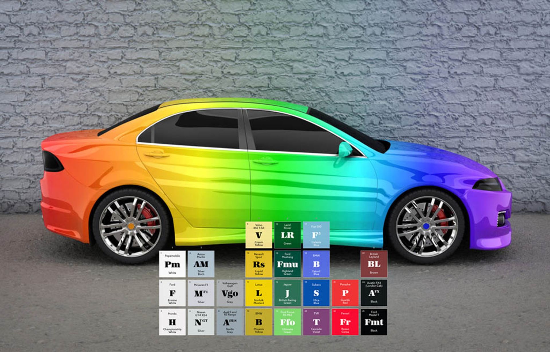 Car in rainbow colors