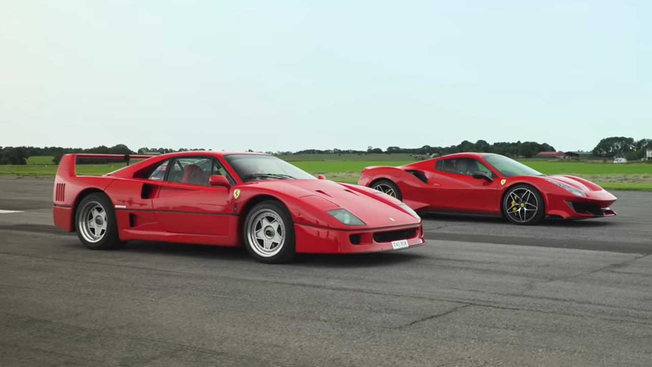 درگ جالب فراری F40 افسانه‌ای با فرزند خلف خود، 488 پیستا - پدال