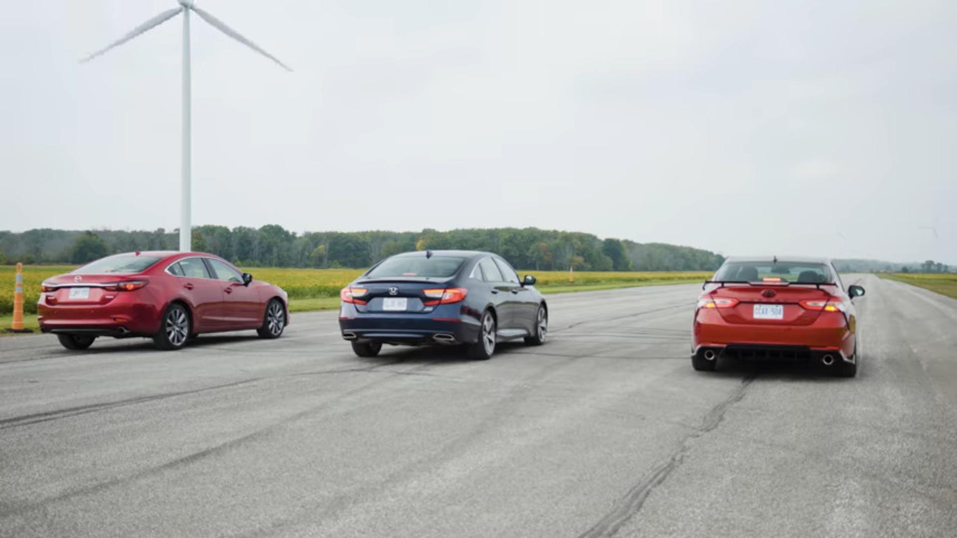 Honda Civic Type R Drag Races Toyota Camry TRD And Honda Accord 1