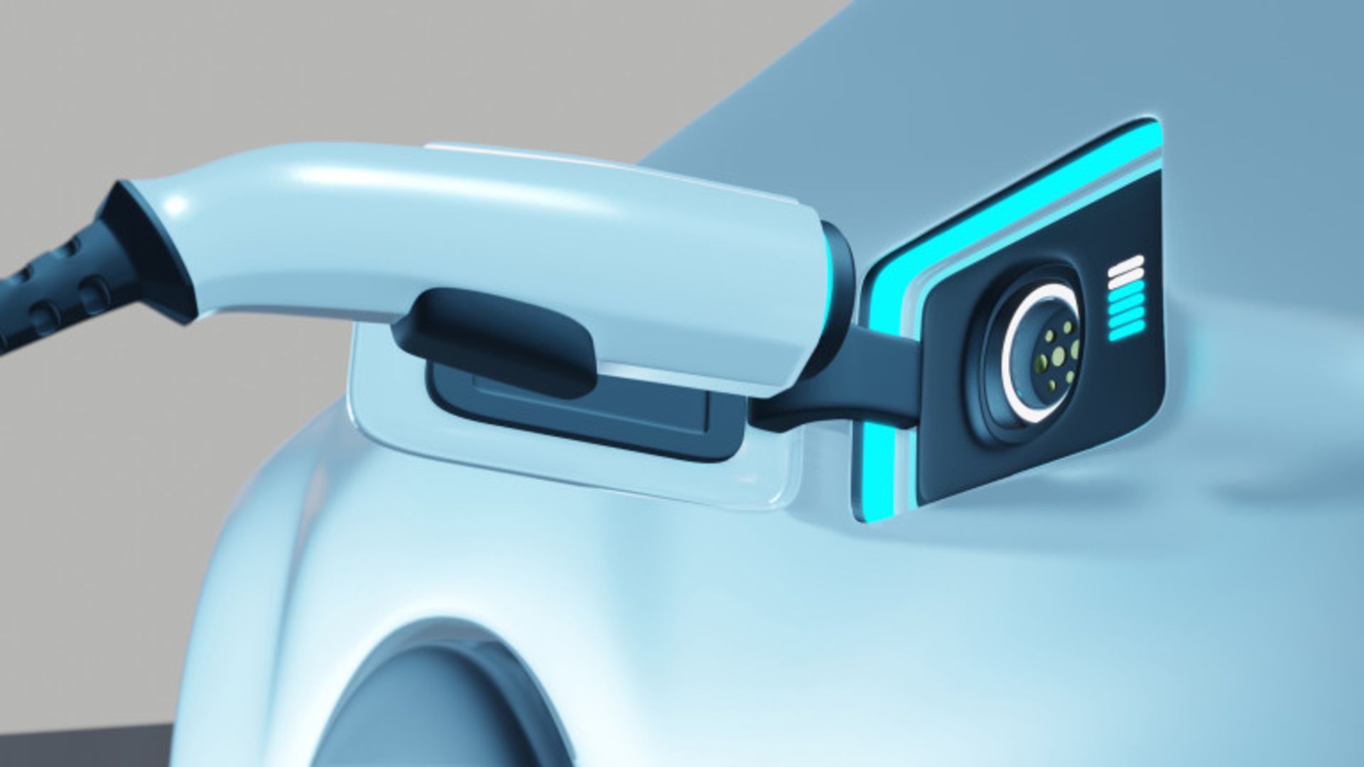 Electric car charger 3D rendering illustration.