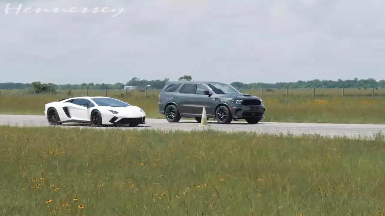 Lamborghini Aventador vs 1000 HP Dodge Durango DRAG RACE 06