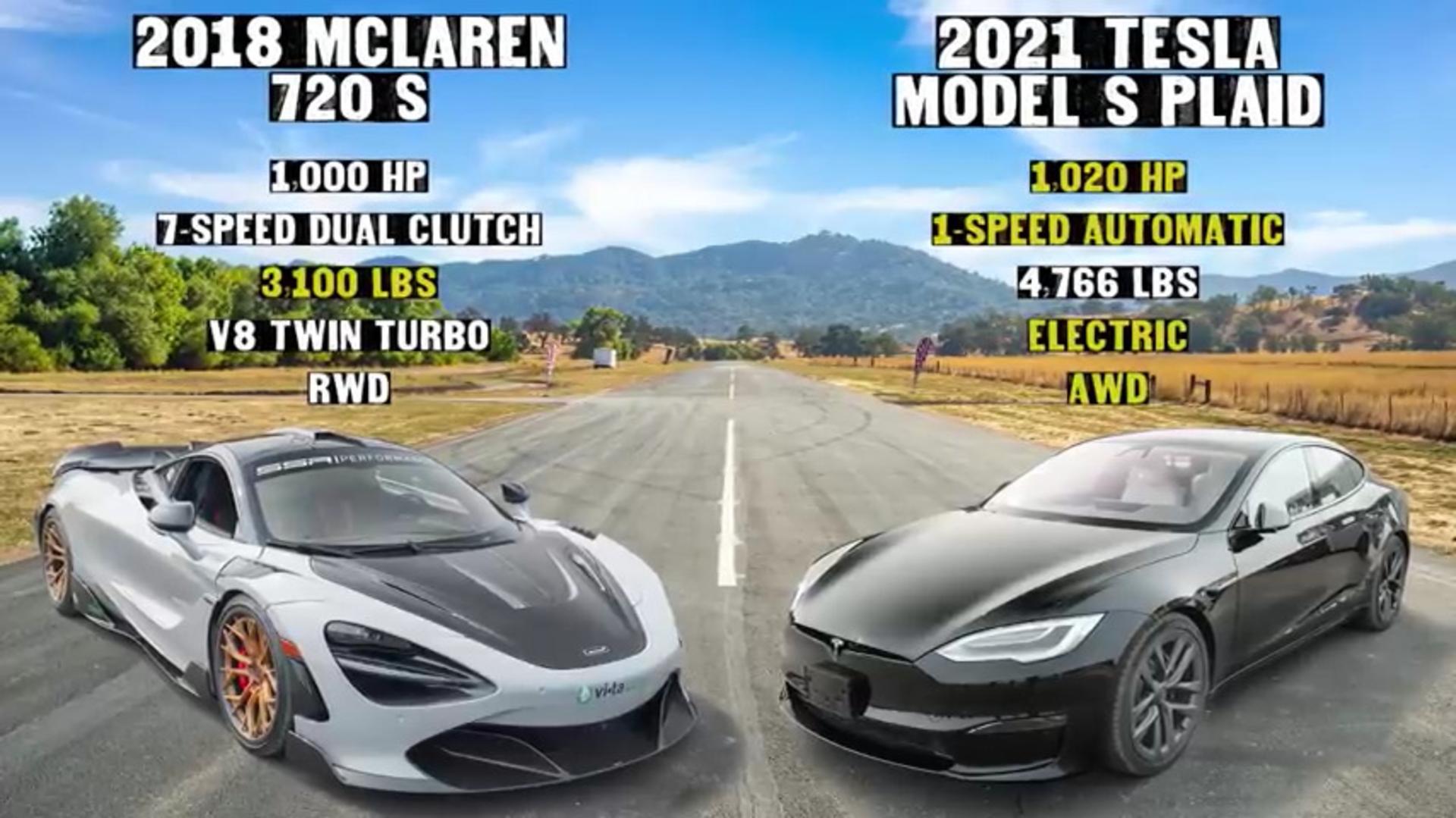 1000hp McLaren 720S vs Tesla Model S Plaid 6