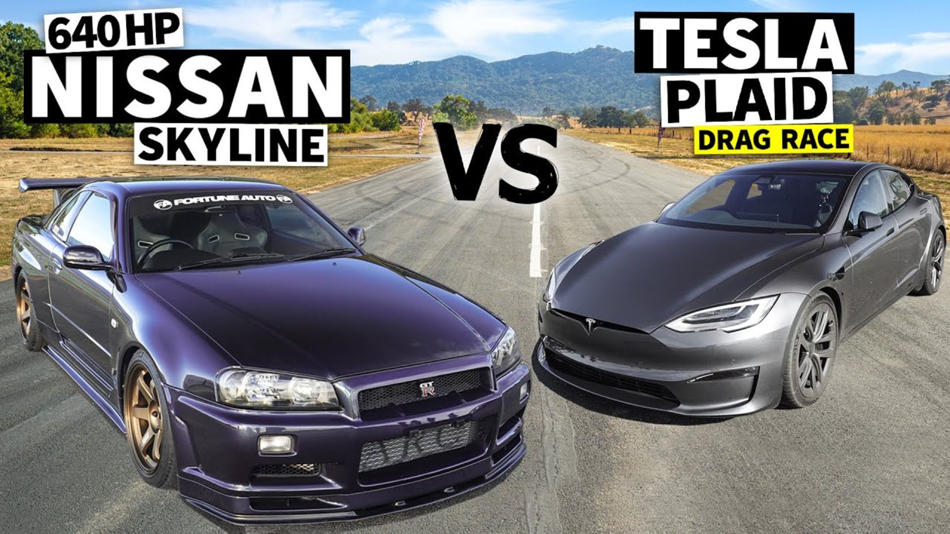 Nissan Skyline R34 GT-R vs Tesla Model S Plaid