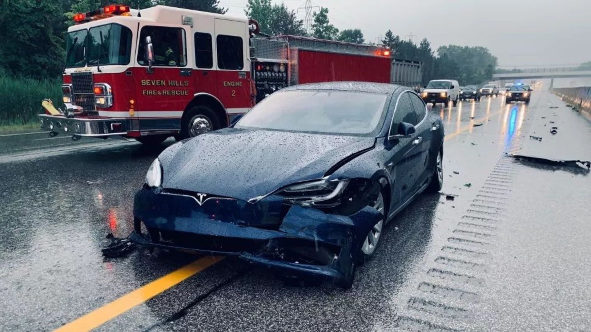 tesla crashed