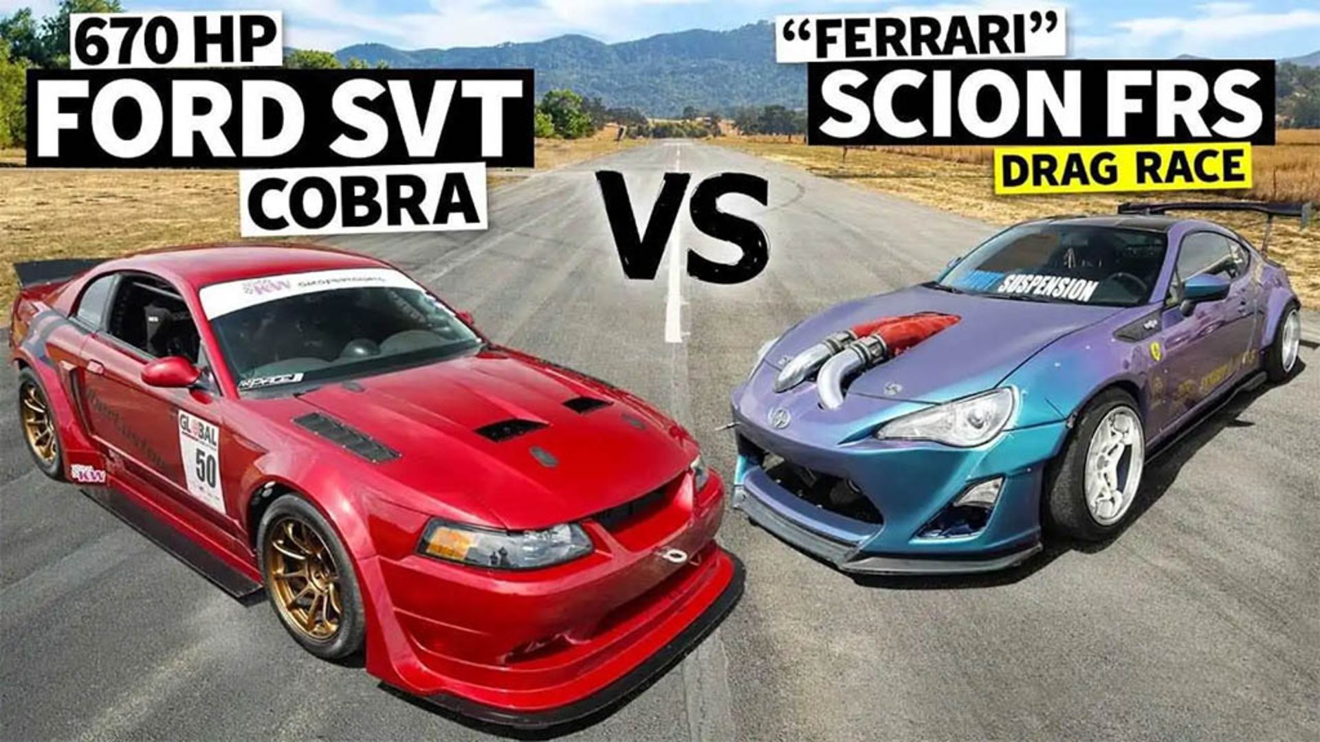 Scion FR-S With Ferrari V8 Swap Races 670-HP Mustang SVT Cobra