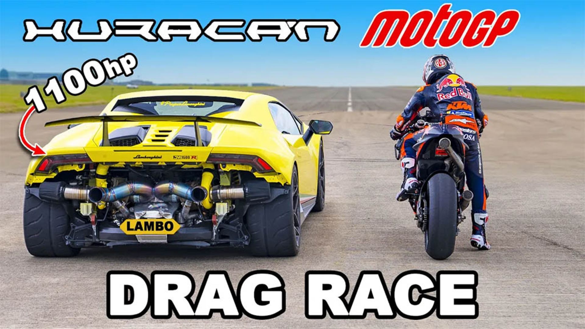1100hp Lambo Huracan v Red Bull MotoGP Bike