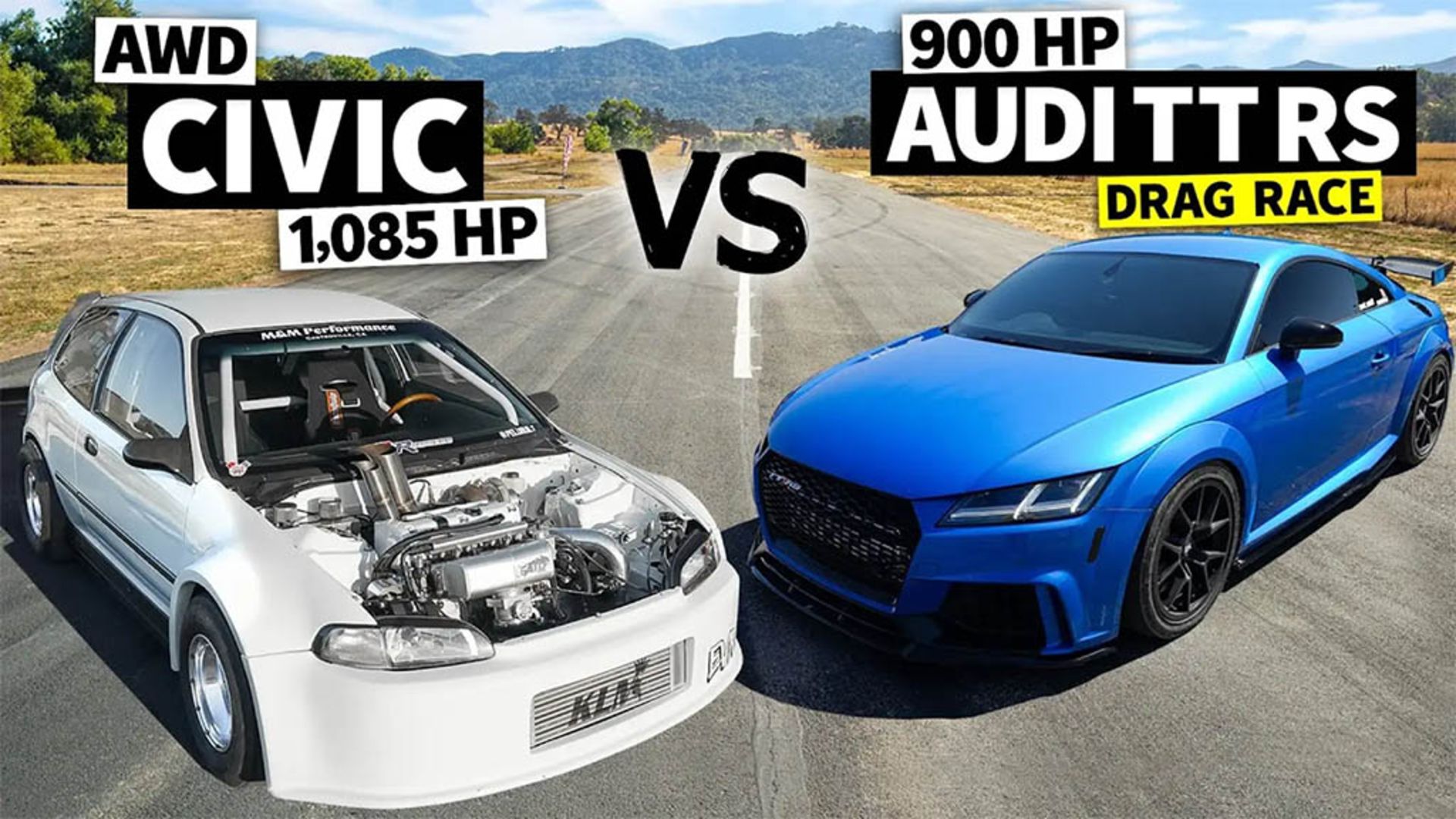 Tuned Honda Civic Try to School an Audi TT RS