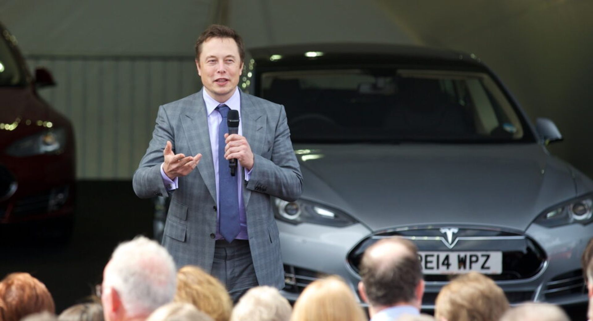LONDON, ENGLAND - Saturday, June 7, 2014: CEO &amp; Chief Product Architect Elon Musk at the UK launch of Tesla Motors' Model S electric car at the Crystal. (Pic by David Rawcliffe/Propaganda)