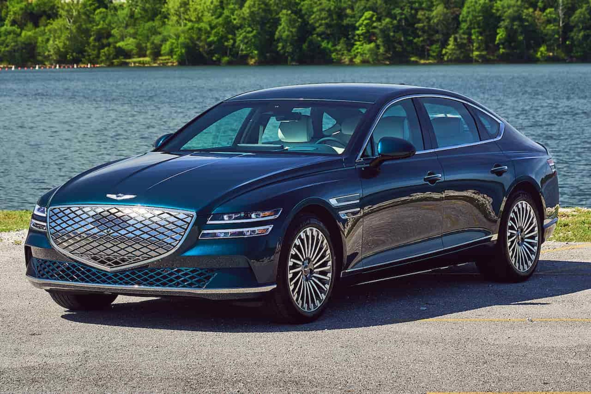 2023-Genesis-Electrified-G80-front-three-quarter