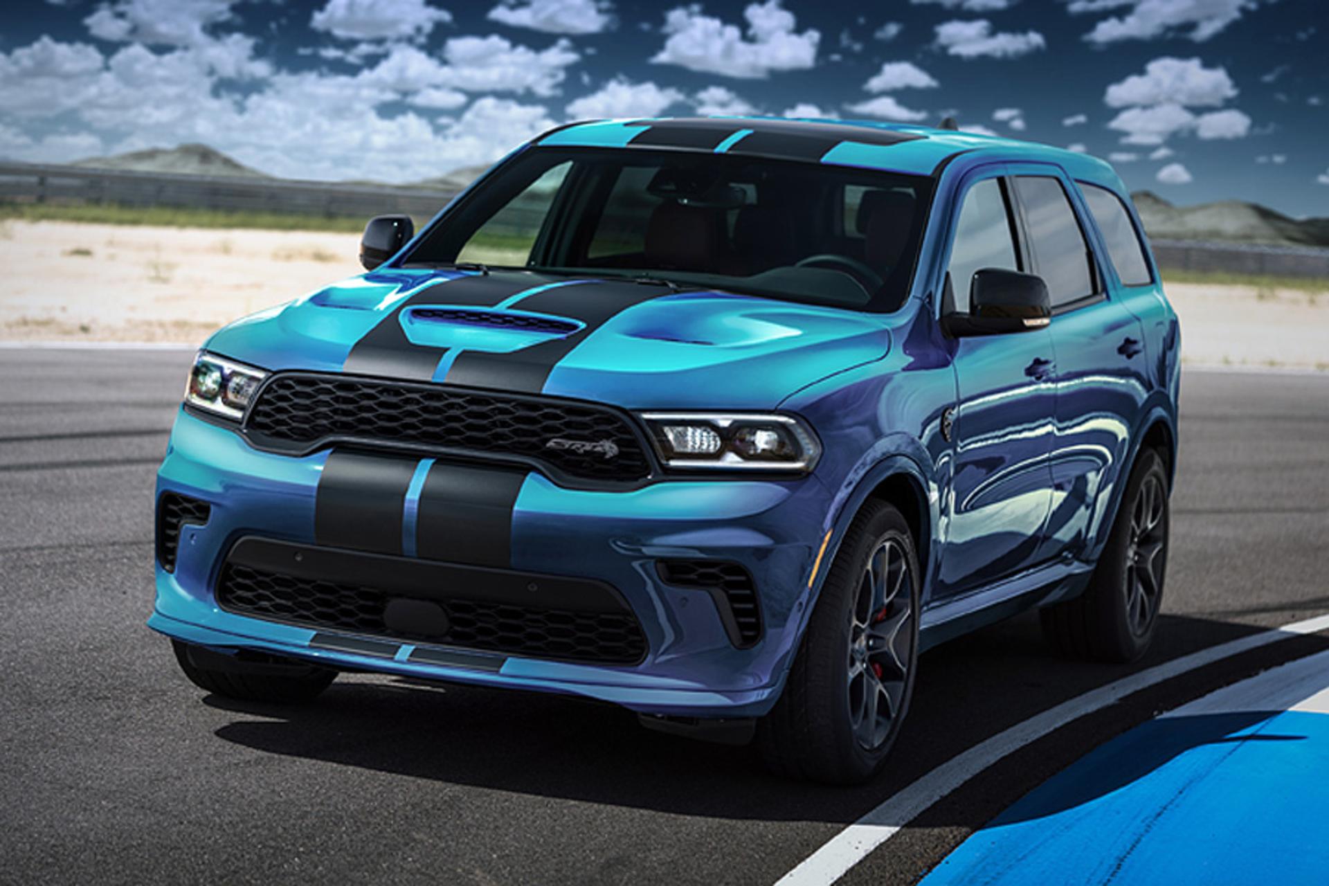 The Dodge Durango SRT Hellcat is back for 2023 model year and ready to reclaim its rightful mantle as the most powerful SUV on the planet, once again fueled by the supercharged 6.2-liter HEMI® Hellcat V-8 engine producing 710 horsepower and 645 lb.-ft. of torque. Shown in Frostbite, a newly available color for the 2023 model year.