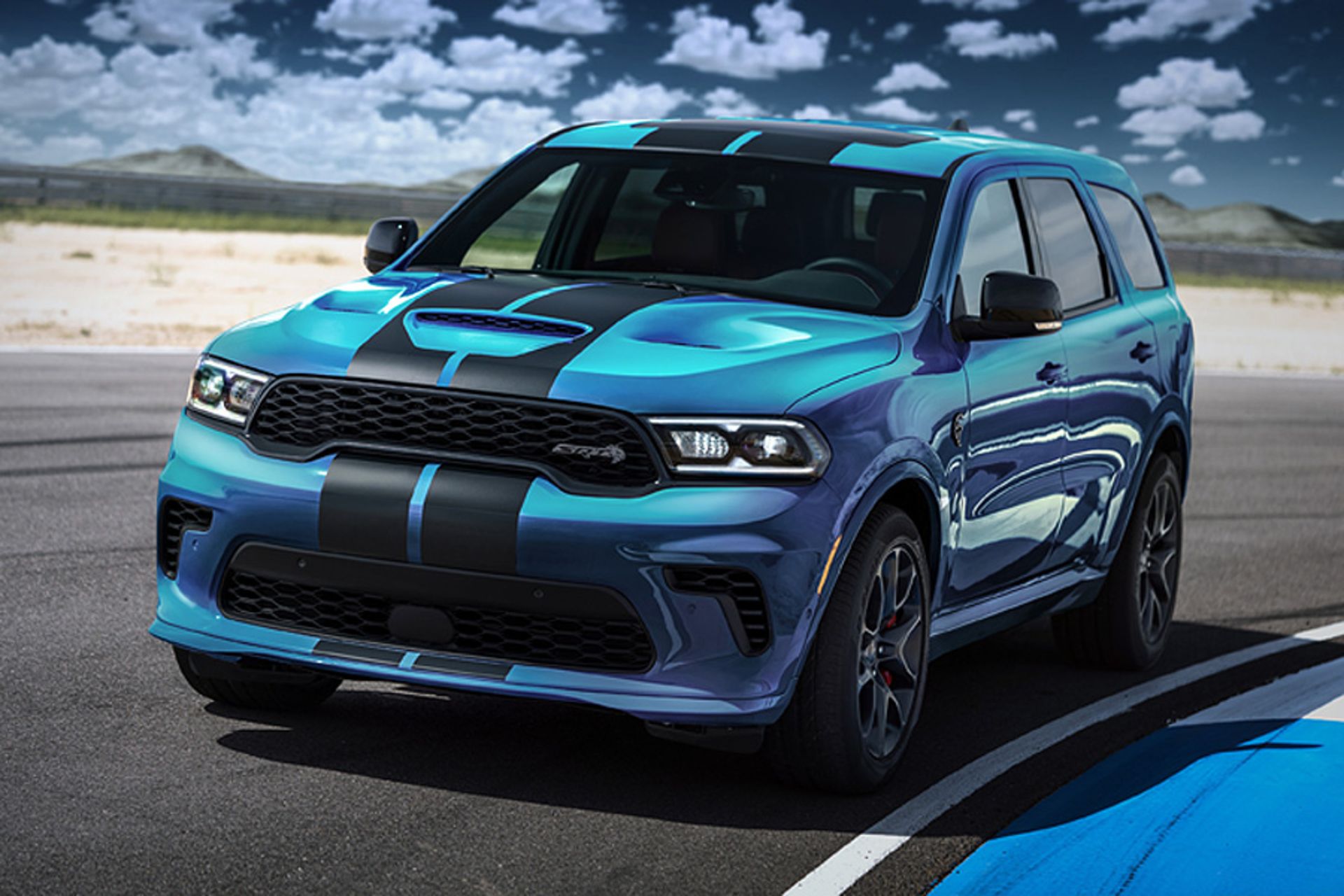 The Dodge Durango SRT Hellcat is back for 2023 model year and ready to reclaim its rightful mantle as the most powerful SUV on the planet, once again fueled by the supercharged 6.2-liter HEMI® Hellcat V-8 engine producing 710 horsepower and 645 lb.-ft. of torque. Shown in Frostbite, a newly available color for the 2023 model year.