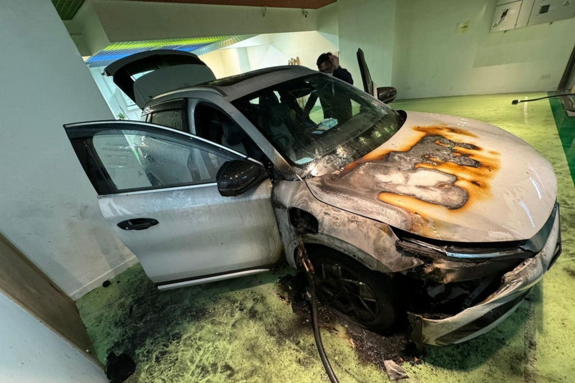 BYD electric car catches fire