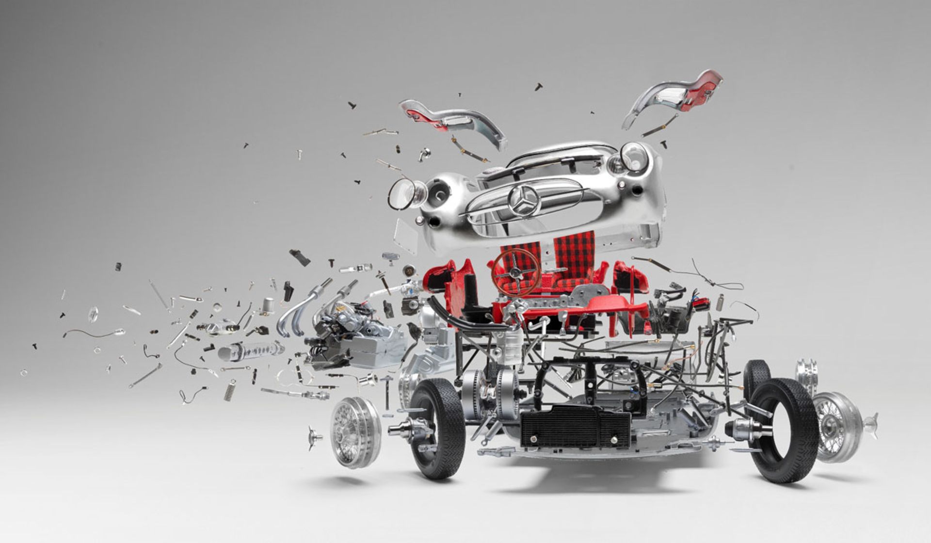 Disintegrating, exploding car art