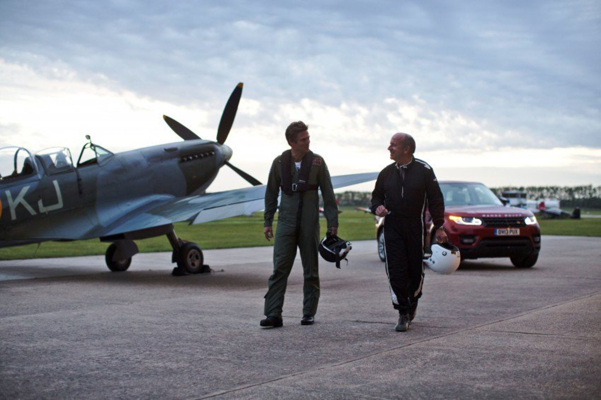 Range Rover Sport races a Spitfire