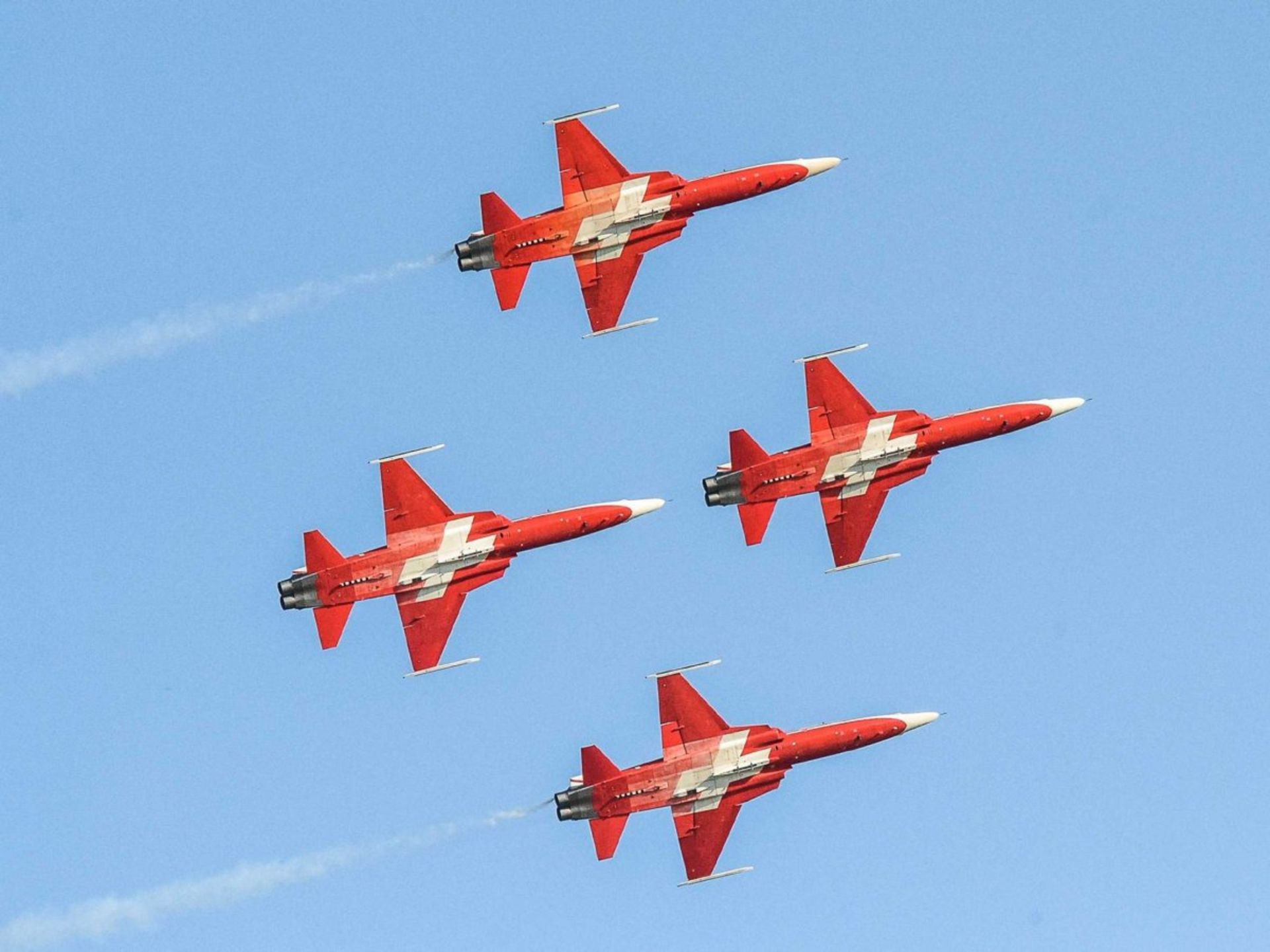 نورثراپ F-5E های ساخت امریکا وقتی به پرواز درآمدند، جمعیت را شیفته خود کردند.