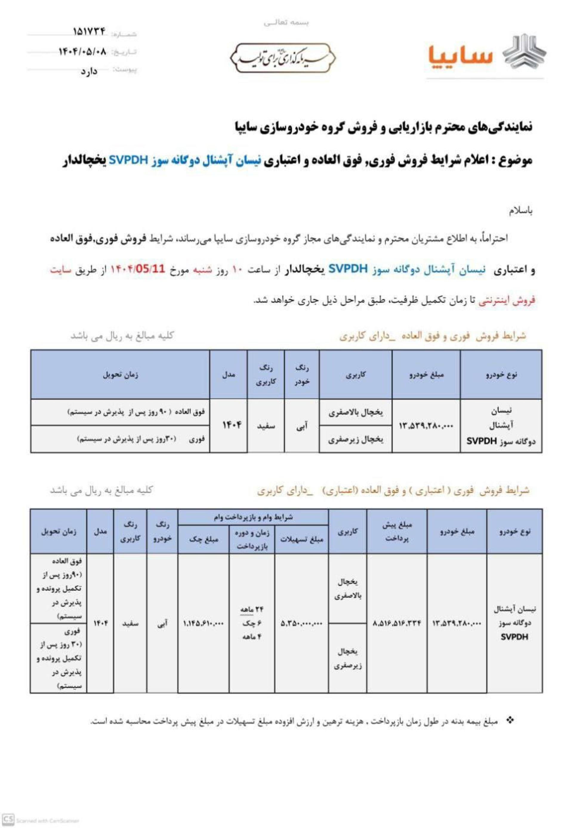 شرایط فروش زامیاد مرداد 1404 - 45